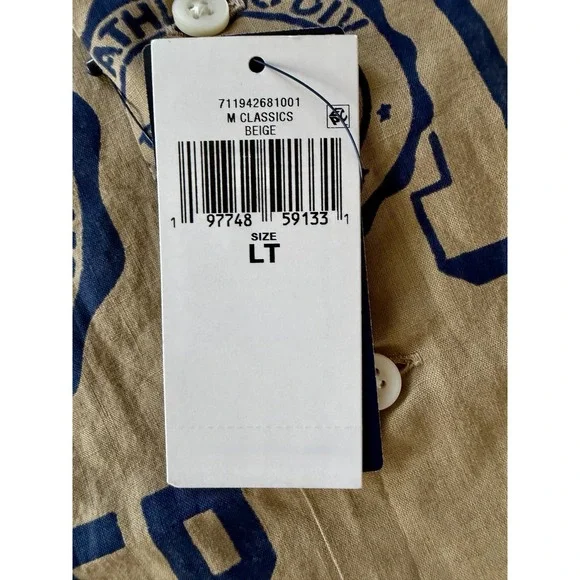 Polo Ralph Lauren Linen Camp Shirt Men's Large Tall American Prep Spellout NWT - Picture 7 of 11